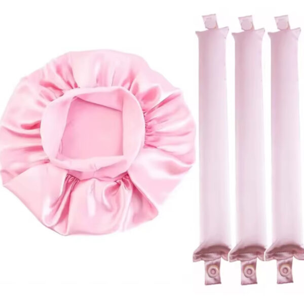 Minimalist Hair Bonnet Satin Bonnet with heat curlers